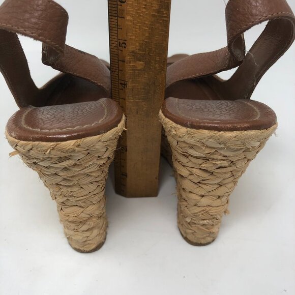 Banana Republic Brown Peep Toe Espadrille Wedge 10 - Picture 7 of 10